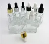 10 flacons compte-gouttes en verre carré transparent de 1 oz petit 30 ml avec pipette