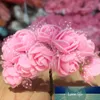 144pcs Artificial Mini Foam Flowers Rose Tulle Red DIY Gift Box Craft Paper Scrapbooking Flowers Decoration Fake Bouquet Wreath