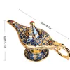 Ornaments Aladdins Lamp Magic Lamp Metal Simulation Fairy Wishing Light Hollow Traditional Genie Lamp Home Decoration Gift T200331