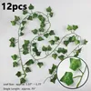 12pcs Artificial Plants Decorative Flowers & Wreaths Liana LED Leaf Garland Silk Rattan Leaf Vine Hanging For Home Living Room Decoration Accessories Creeper