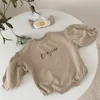 Autumn New Baby Bodysuits Letter Printed Newborn Long Sleeve Jumpsuit Boys Girls Cotton Baby Clothes With Headband LJ201023