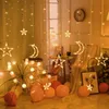 LED icicle Star Moon Lamp Fairy Curtain String Lights Christmas Garland Outdoor For Bar Home Wedding Party Garden Window Decor Y200903