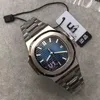 Top U1 Factory Sky Blue Mens Watch Movement محفور PP الأزرق DIAL التلقائي الميكانيكي الفولاذ المقاوم للصدأ الشفافة الشفافية الساعات ساعات المعصم