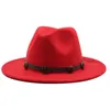 Breda randen hattar 56-60 cm all-match fedora hatt för kvinnor fast färg ull filt män höst vinter panama spel gul jazz cap1