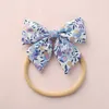 12 szt./Lot, Baby Girls Floral Print Sailor Bow Fair Clips, Floral Fabric Bow Nylon Bands, School Girl Bow Hair Akcesoria LJ200903