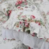 Бесплатная доставка 100% хлопок корейская принцесса цветочные оборками вышитые кружевные постельное белье набор двойных полная королева king-size кровати юбка кровати yyx t200706