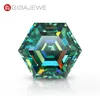 Gigajewe Loose Moissanite Handskärning Hexagon Cut Green Color VVS1 Premium Gems för smycken