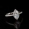 Marquise Coupe Moissanite Anneaux 1-2ct Diamant Substitut Luxueux S925 Bijoux De Mariage En Argent Blanc D Couleur