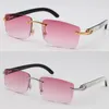 Wholesale High-end 8200757 Metal Rimless Square Sunglasses White Inside Black Buffalo Horn 18k Gold Womens Glasses Driving Woman Frames glasses Size:56-18-140mm