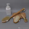 3 pz/set Set di spazzole da bagno Pelle secca Corpo Spazzola di setole naturali morbide Spazzole da bagno in legno Spazzole per il corpo SPA con manico rimovibile