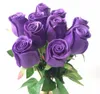 11 P Gerçek Dokunmatik Gül Çiçek Pembe / Mavi / Siyah / Kırmızı / Sarı / Mor PU Güller Yapay Gül 43 cm Düğün Parti Dekoratif Çiçekler için T200103