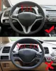 Cubierta de volante DIY para 3 radios 8th Honda Civic DIY coser accesorios interiores 13 5-14 5 pulgadas Stitch On Wrap negro genuino L309m