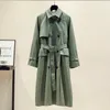 UK Brand Fashion Fall Autumn Casual Double breasted Simple Classic Long Trench coat with belt Chic Female windbreaker 201030
