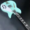 2022 Grön 6-sträng elektrisk gitarr, semi ihålig retro folkinstrument, tydlig ljudkvalitet, professionell utrustning