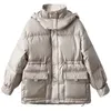 HXJJP taille étreignant vers le bas manteau de coton femme veste à capuche d'hiver chaud coupe-vent surdimensionné veste bouffante Parka de marque 201125