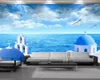 Papel tapiz 3d con paisaje romántico, hermoso castillo blanco junto al mar, Fondo de TV para interiores, decoración de pared, Mural, papel tapiz