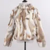 スタイル本物のウサギ毛皮のコート女性本物のウサギファージャケットレディウィンターファーオーバーコートカスタマイズされた大きなサイズのマンダリンカラー201103