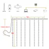 크리스마스 창 커튼 문자열 빛 3*3m LED 요정 조명 야외 음악 제어 USB 전원 화환 램프 파티 정원