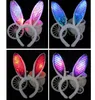 LED Light Miga Fluffy Rabbit Ears Pałąk Cekiny Nakrycia Królik Uszy Kostium Akcesoria Cosplay Kobieta Halloween Party Boże Narodzenie SN2316