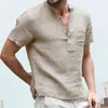 2021KB Summer New Men's Short-Sleeved T-shirt Cotton and Linen Led Casual Men's T-shirt Shirt Male Breathable M-3XL G1222