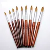 2PCS 3PCS Brosse à ongles en acrylique ensemble Nail Art Brushes Brushes en bois Gel Gel Builder outils de dessin Taille 8-24