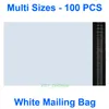 100 st Multi-storlekar Vit Poly Mailing Bags Non-Padded Kuvert Mailers (110mm - 305mm) x (180mm - 400mm) (4.3 "till 12") * (7 "till 16")