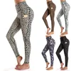 Sexy leopardo impressão fitness legging mulheres bolso esporte lápis calças de cintura alta empurrar para cima legging senhoras sweatpant calças atlética 201203