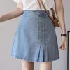 Denim Skirts Aline Asymmetric Short Mini Empire Design Korean Style Casual Campus Women Skirt1