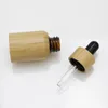 天然竹ガラスエッセンシャルオイルボトルブラウン防止プラスチックヘッドドロッパーアロマテラピーミキシングボトル10ml~50ml