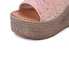 Aphixta Summer Wedge Slippers Platform High Heel Slipper Ladies Outside Shoes Basic Clog Wedge Slipper Flip Flop Sandaler Y200624