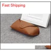 Wholesale Black Sun Glasses Case Retro Brown Leather Sunglasses Box Discount Cheap Fashion Eye Glasses Pouch Without Cleaning Cloth O0M04