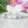 Bracelet diffuseur d'agate de feu bleue MG1070, bijoux d'aromathérapie, huile essentielle, perle de lave blanche, hématite, cristal de guérison