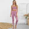 Conjunto de yoga roupa sem costura ginásio esporte calças de treino sutiã esportivo roupa atlética para mulheres terno de fitness sutiãs cintura alta leggings roupas esportivas