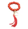 Cross-border Korean version of velvet tassel beaded bracelet elastic cord keychain multicolor options