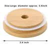 70mm86mm Lids Reusable Bamboo Caps Lids with Straw Hole and Silicone Seal for Mason Jars Canning Drinking Jars Lid2207816