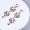 Boucles d'oreilles longues en cristal strass de luxe pour femmes, bijoux brillants, vente en gros