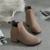 Gorąca sprzedaż kobiety jesień zima stado kostki buty Slip-on round toe 3,5 cm kwadratowy pięty stałe dorywczo czarne botki wielbłąda rozmiar 35-41