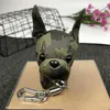 Partihandel Designer French Bulldog Keychain Camouflage Keyring Faux Läder Tecknad Brev Hundväska Hängsmycke Car Chain Charm Trinket Presenter