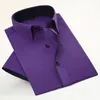 Nieuw aankomstmerk heren twill korte mouw shirts zakelijke formele shirts voor mannen modekleding 201124