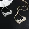 Hanger Kettingen Goud Strass Hart Lange Ketting Hangers Voor Vrouwen Leuke Accessoires Meisje Cadeau Jurk Liefde Nkem672567