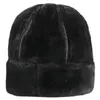 HT2824 Spessore caldo cappello invernale da uomo in pelle di pelliccia nera cappello bomber russo maschio antivento neve sci berretto russo foderato in pile cappello papà Y200110