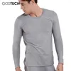 Hiver marque hommes sous-vêtement thermique coton long johns col rond manches longues hauts 4xl 5xl 6xl grande taille ondergoed g01913039