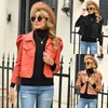 Womens Slim 3/4 Sleeve Revers Collar Casual Style Imitation Leather Fashion Street Fall Winter Jacket