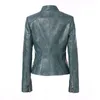 AORRYVLA Plus Taille Veste en cuir pour femme Mandarin Collier Zipper Noir Faux Veste en cuir Slim Style Automne Femme Outwear 201226