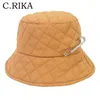 Autumn Winter Women Diamond Pin Bucket Hat Bob Pu Leather Punk Lady Girls Fashion Fisherman Hat Korean Basin Panama1257J