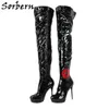 Sorbern Nurse Cosplay Slim Fit Boots Women Sexy White Long Crotch Thigh High Boot Side Zipper Customized Wide Fit Calf Thigh