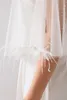New White Ivory Short Tulle Wraps Feather Top Bridal Bolero O Neck Custom Made Shawl Jackets