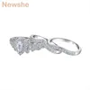 Ela 3 PCS 925 Anéis de Casamento de Prata Esterlina para Mulheres 1.4 CT Pera Forma AAAAA CZ Anel de Noivado Conjunto Jóias Clássicas NR5015 211217