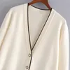 Bella Philosophy старинные шикарные жемчужные кнопки вязаные кардиганы свитер женщин V шеи карманы свободные верхняя одежда повседневная Casaco Y200910