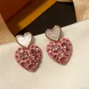 Сладкий розовый бриллиант циркония сердце серьги моды роскошный дизайнер милые милые серьги для женщин девушки S925 пост